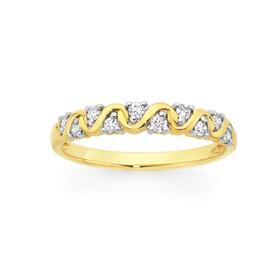 9ct+Gold+Diamond+Swirl+Band