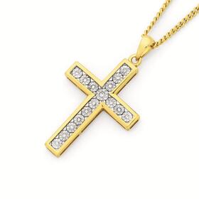 9ct+Gold+Diamond+Cross+Pendant