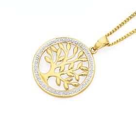 9ct+Gold+Diamond+Tree+of+Life+Pendant