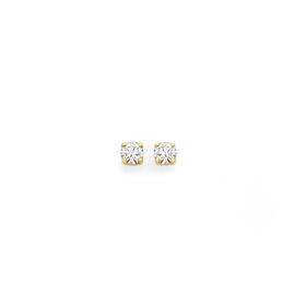 9ct+Gold+Diamond+4+Claw+Stud+Earrings