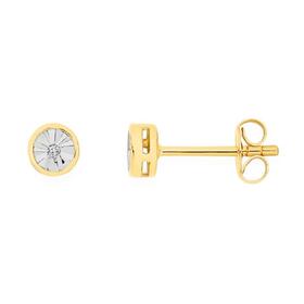9ct-Two-Tone-Gold-Diamond-Bezel-Set-Stud-Earrings on sale