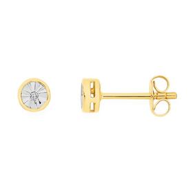 9ct-Two-Tone-Gold-Diamond-Bezel-Set-Stud-Earrings on sale