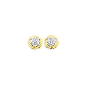 9ct-Gold-Diamond-Cluster-Stud-Earrings on sale