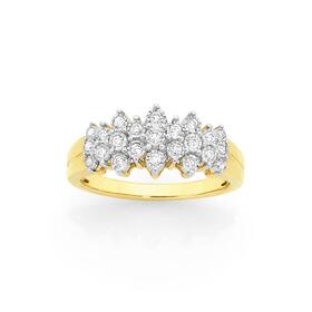 9ct-Gold-Diamond-Cluster-Dress-Band on sale