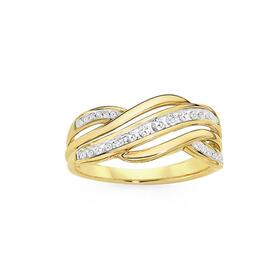 9ct+Gold+Diamond+Swirl+Ring