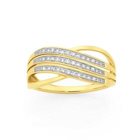 9ct-Gold-Diamond-Three-Row-Crossover-Ring on sale