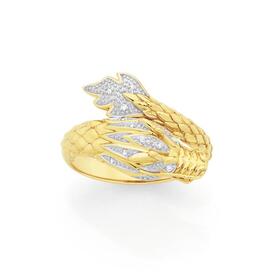 9ct-Gold-Diamond-Dragon-Ring on sale