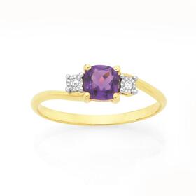 9ct-Gold-Amethyst-Miracle-Set-Diamond-Ring on sale