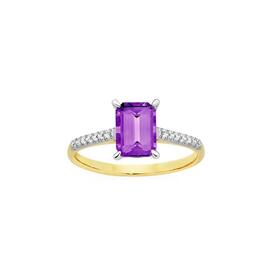 9ct-Gold-Amethyst-Diamond-Ring on sale