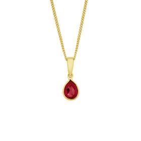 9ct-Gold-Created-Ruby-Pear-Pendant on sale