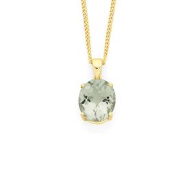 9ct-Gold-Green-Amethyst-Oval-Pendant on sale
