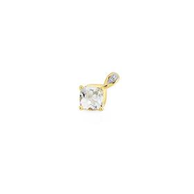 9ct+Gold+Green+Amethyst+%26amp%3B+Diamond+Pendant