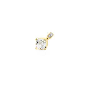 9ct-Gold-Green-Amethyst-Diamond-Pendant on sale