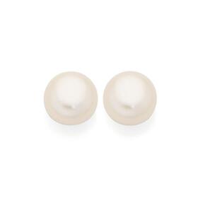 9ct+Gold+Cultured+Freshwater+Pearl+Stud+Earrings