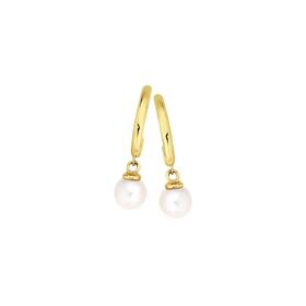 9ct+Gold+Cultured+Freshwater+Pearl+Half+Hoop+Stud+Earrings