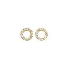 9ct+Gold+Cubic+Zirconia+Open+Circle+Stud+Earrings