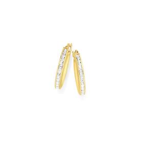 9ct+Gold+Cubic+Zirconia+Hoop+Earrings