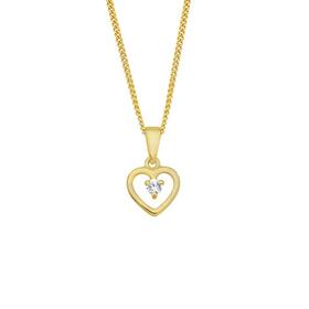 9ct+Gold+Cubic+Zirconia+Open+Heart+Pendant