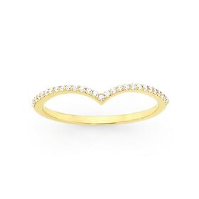 9ct-Gold-Cubic-Zirconia-V-Shape-Ring on sale