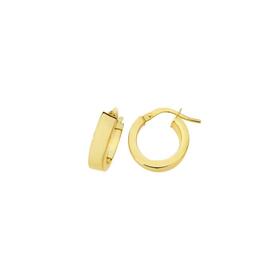 9ct+Gold+10mm+Rectangle+Tube+Hoop+Earrings