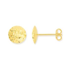 9ct+Gold+8mm+Diamond-cut+Button+Stud+Earrings