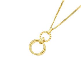 9ct-Gold-Twist-Polish-Double-Rings-Drop-Pendant on sale