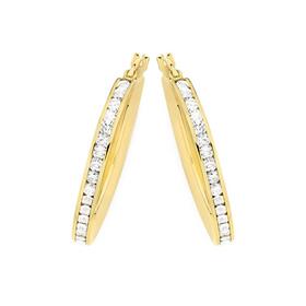 9ct-Gold-on-Silver-Cubic-Zirconia-Hoop-Earrings on sale