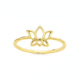 9ct+Gold+Lotus+Flower+Ring