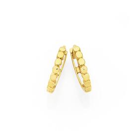 9ct+Gold+Dotted+Front+Huggie+Earrings
