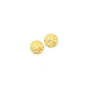 9ct+Gold+6mm+Diamond-cut+Button+Stud+Earrings