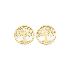 9ct-Gold-Tree-of-Life-Circle-Stud-Earrings on sale