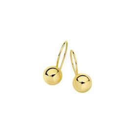 9ct+Gold+6mm+Euroball+Earrings