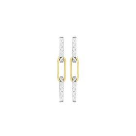 9ct-Gold-Two-Tone-Diamond-Cut-Polish-Flat-Paperclip-Drop-Stud on sale