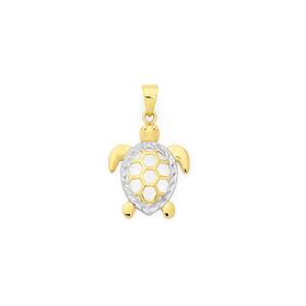 9ct+Gold+Two+Tone+Turtle+Pendant