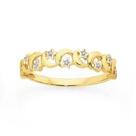 9ct-Gold-Two-Tone-Moon-Stars-Dress-Ring on sale