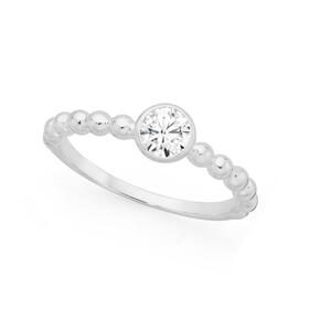 Sterling+Silver+Round+Bezel+Cubic+Zirconia+Friendship+Ring+Size+O