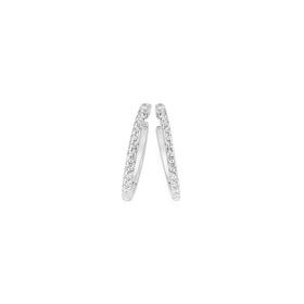 Silver-Cz-Claw-Set-Half-Hoop-Earrings on sale