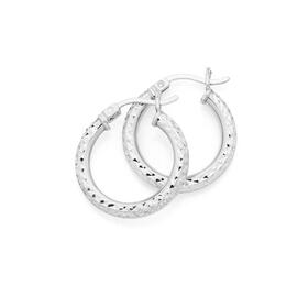 Sterling-Silver-25x15mm-Dia-Cut-Sparkly-Hoop-Earrings on sale
