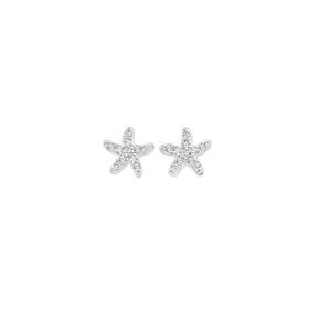 Silver+CZ+Pave+Starfish+Stud+Earrings