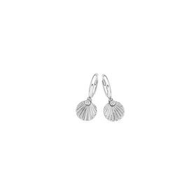 Sterling-Silver-Cubic-Zirconia-Bezel-Seashell-on-Hoop-Earrings on sale