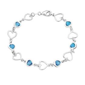 Silver-Open-Heart-Aqua-Crystal-Heart-Bracelet on sale