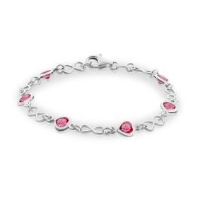 Sterling-Silver-Pink-Crystal-Heart-Infinity-Link-Bracelet on sale