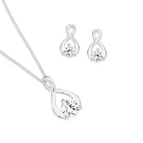 Silver+CZ++Open+Pear+Loop+Twist+Earrings+%26+Pendant+Set