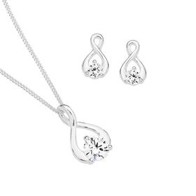 Sterling-Silver-Cubic-Zirconia-Wishbone-Pendant-Earrings-Set on sale