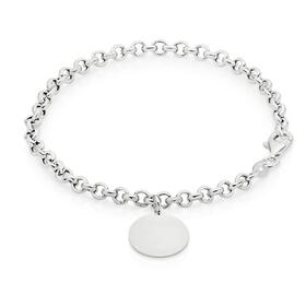 Sterling-Silver-19cm-Belcher-With-Round-Engravable-Disc-Bracelet on sale