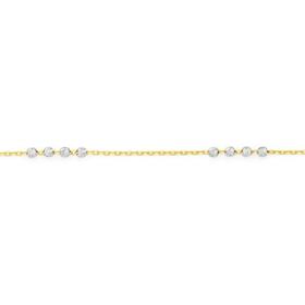 9ct+Gold+Two+Tone+27cm+Beaded+Anklet