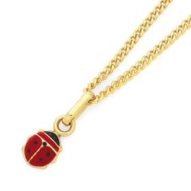 9ct+Gold+Enamel+Ladybird+Pendant