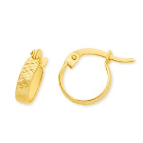 9ct-Gold-8mm-Diamond-Cut-Hoop-Earrings on sale