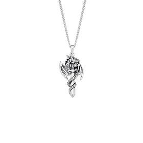 Sterling-Silver-36mm-Oxidised-Dragon-Dagger-Mens-Pendant on sale