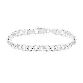 Silver-21cm-Solid-Bevelled-Oval-Curb-Bracelet on sale
